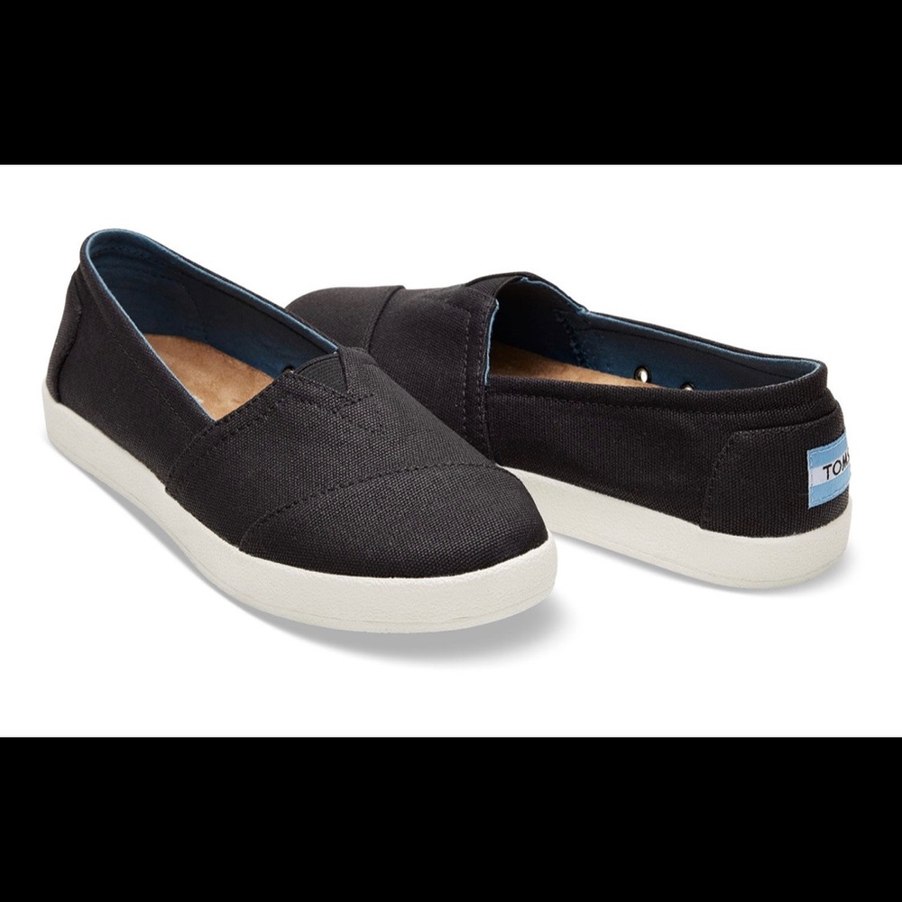 Black Coated Canvas Women’s Avalon Slip-Ons TOMS 7